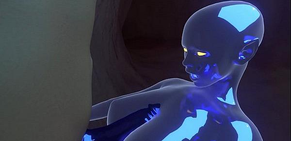  Blue Alien Slime Girl Fucks Human in Cave